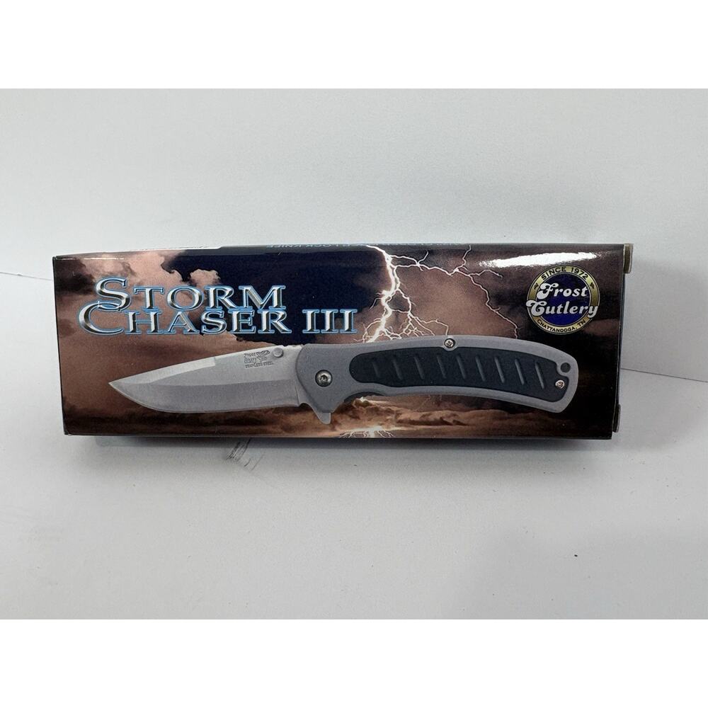 FROST CUTLERY STORM CHASER III LINER LOCK FOLDER 19-216GRY